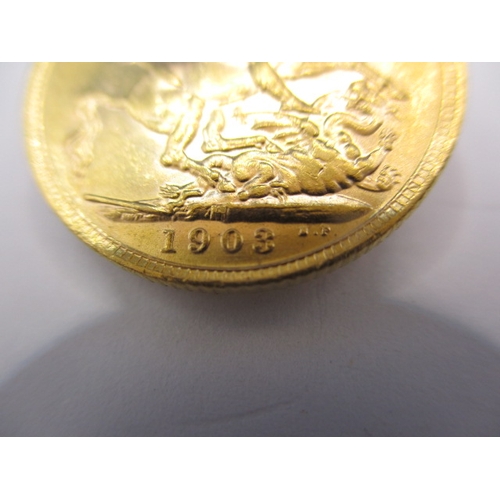 109 - An Edward VII gold sovereign dated 1903, a circulated coin with fine definition of features