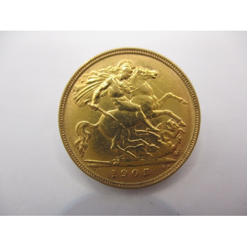 119 - An Edward VII gold half sovereign dated 1905, a circulated coin with fine definition of features