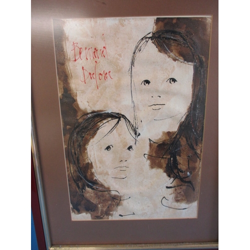 309 - Stylized Portrait signed Bernard Dufour in glazed frame, approx. frame size 62x46cm