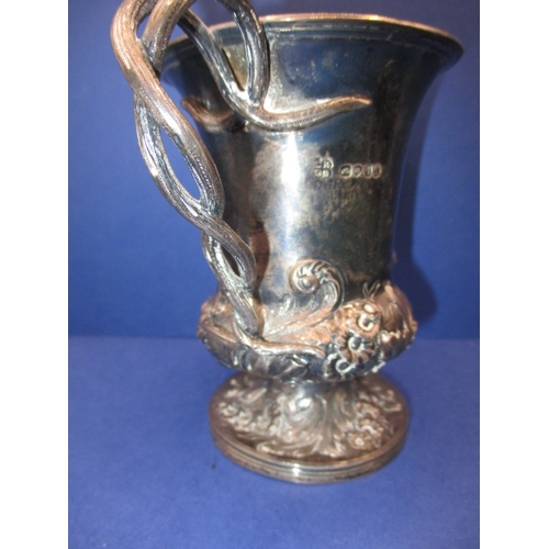 182 - Two antique sterling silver tankards, both with family initials, approx. gross parcel weight 344g