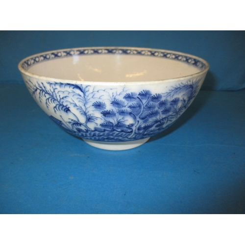 232 - Two antique Worcester blue & White bowls and a later example, approx. diameter of largest 20cm, no o... 