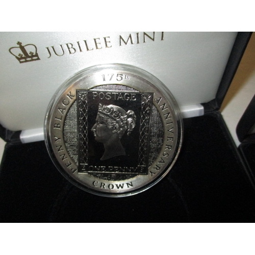 172 - 4 Jubilee mint proof silver collectors coins, to include a 5 oz penny black 175th anniversary coin, ... 