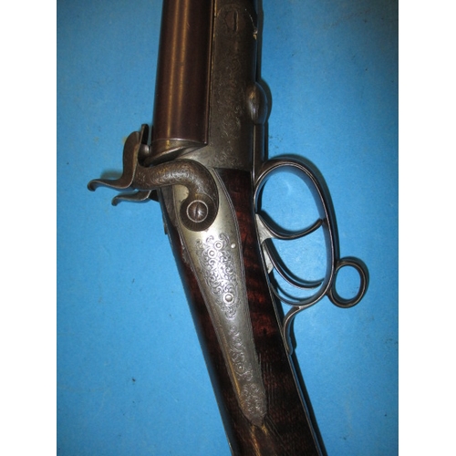 252 - William Powell & Son, Birmingham, 12-bore double barrel hammer sporting gun (Pin-fire) , research sh... 