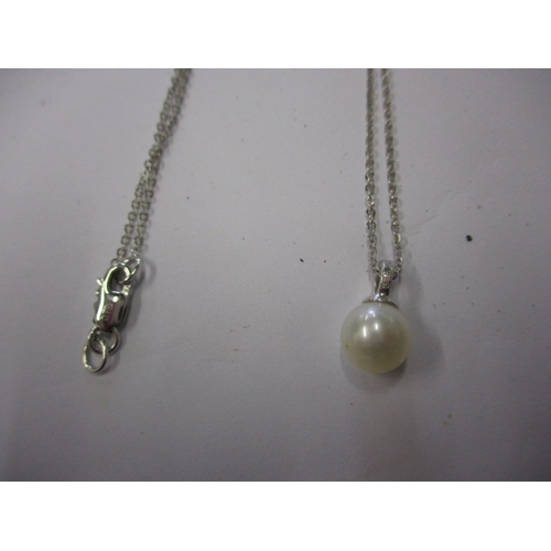 67 - An 18ct white gold necklace with heart shape pendant and a 9ct example, both in good used condition,... 