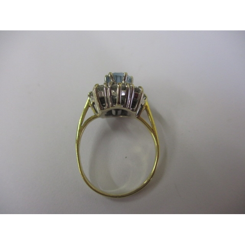 5 - A vintage 750 gold, diamond and Mozambique aquamarine ring, approx. ring size ,L, approx. weight 4.4... 