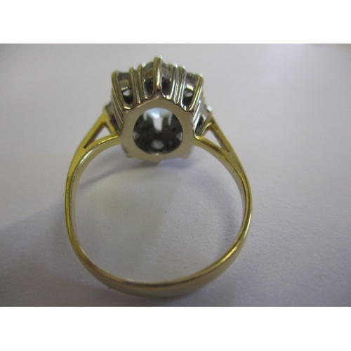 5 - A vintage 750 gold, diamond and Mozambique aquamarine ring, approx. ring size ,L, approx. weight 4.4... 