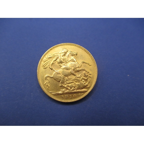 131 - An Edward VII gold sovereign dated 1910, a circulated coin with fine definition of features