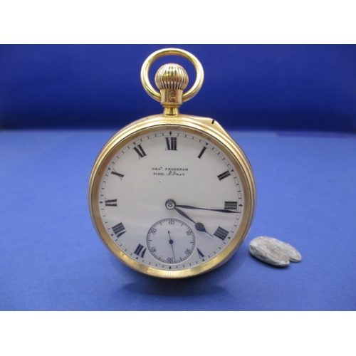 95 - Charles Frodsham 18ct gold cased pocket watch, watch number 07821 marked to movement and dial, in cu... 