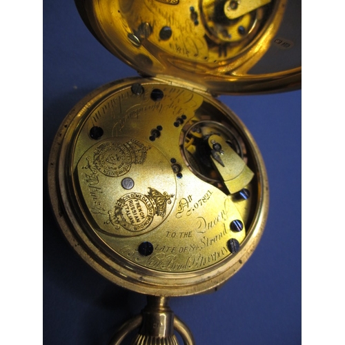 95 - Charles Frodsham 18ct gold cased pocket watch, watch number 07821 marked to movement and dial, in cu... 