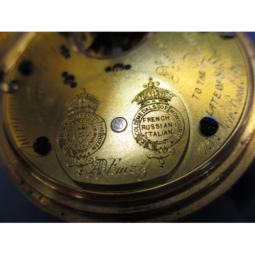 95 - Charles Frodsham 18ct gold cased pocket watch, watch number 07821 marked to movement and dial, in cu... 