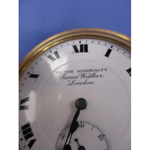 96 - An 18ct gold cased pocket watch, the dial marked “To the Admiralty, James Walker, London” runs when ... 