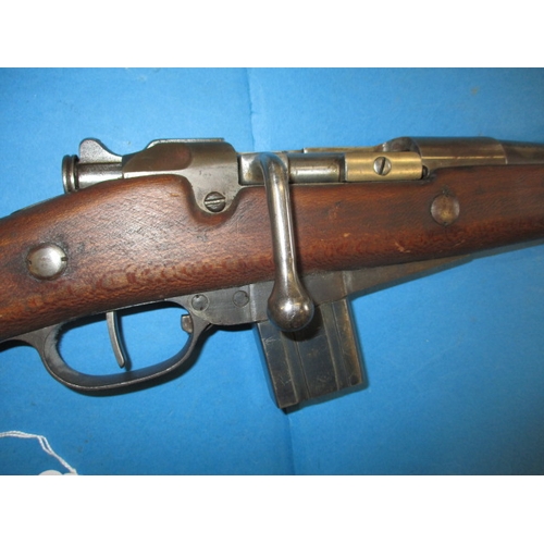 256 - 8mm Lebel Berthier carbine rifle with magazine, marked Et Continsowza c1907 serial No 4444, with dea... 