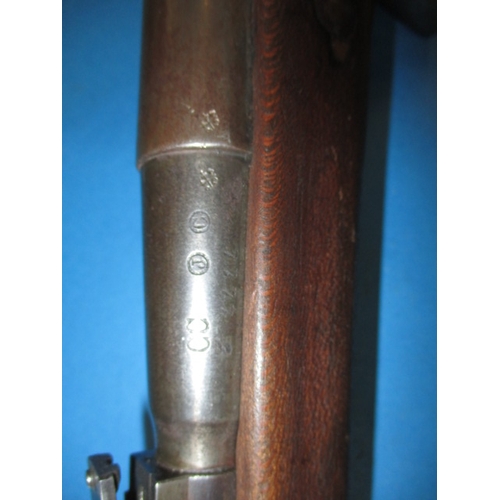 256 - 8mm Lebel Berthier carbine rifle with magazine, marked Et Continsowza c1907 serial No 4444, with dea... 