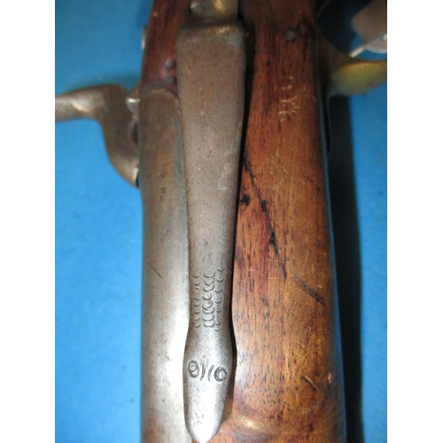 262 - An E.I.G. cavalry percussion pistol marked Birmingham 1867, repaired stock, functioning hammer and g... 