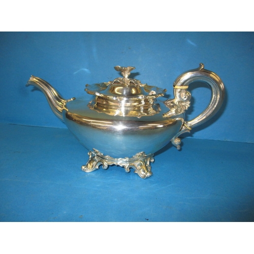 187 - A William IV sterling silver tea pot, having an interesting dedication dated 1836, approx. gross wei... 