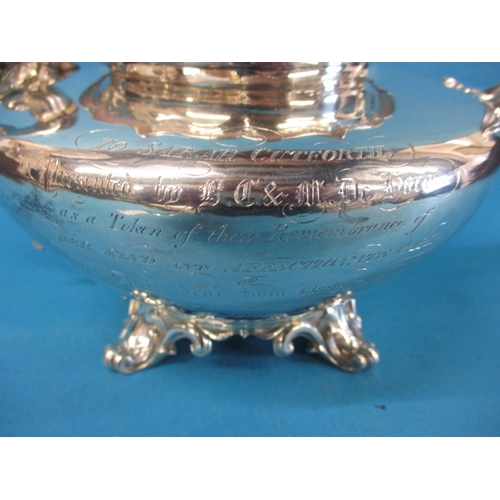 187 - A William IV sterling silver tea pot, having an interesting dedication dated 1836, approx. gross wei... 