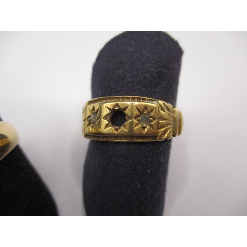 56 - 2 vintage 18ct yellow gold rings, one with stone deficient approx. gross parcel weight 5.3g