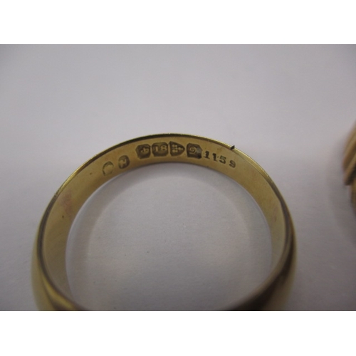 56 - 2 vintage 18ct yellow gold rings, one with stone deficient approx. gross parcel weight 5.3g