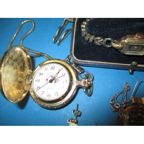 218 - A quantity of vintage costume jewellery and watches to include silver and yellow metal items all in ... 