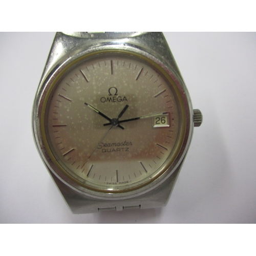 99 - A vintage Omega Seamaster quartz watch with date window, pre-owned condition and not tested as to fu... 