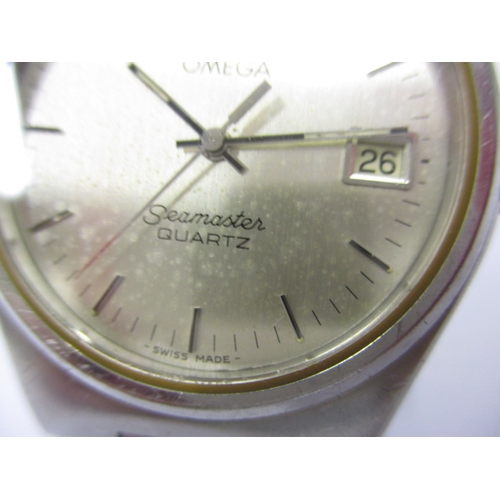 99 - A vintage Omega Seamaster quartz watch with date window, pre-owned condition and not tested as to fu... 