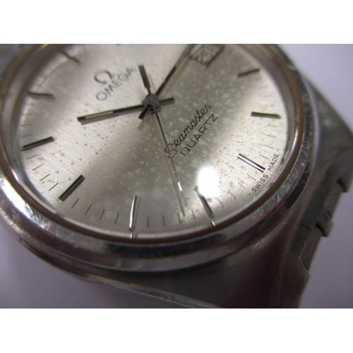 99 - A vintage Omega Seamaster quartz watch with date window, pre-owned condition and not tested as to fu... 