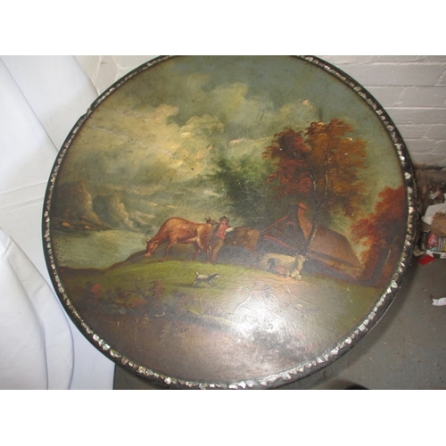 328 - A 19th century painted tip top occasional table, approx. top diameter 51cm, useable pre-owned condit... 