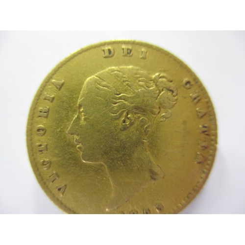 137 - A Victorian gold half sovereign dated 1853, a circulated coin with fine definition of features with ... 