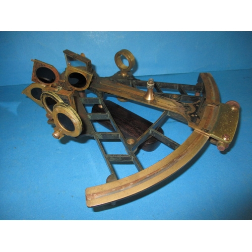 301 - An antique boxed brass sextant no. 8323 Kelvin Bottomley & Baird Ltd, Glasgow, with national physics... 