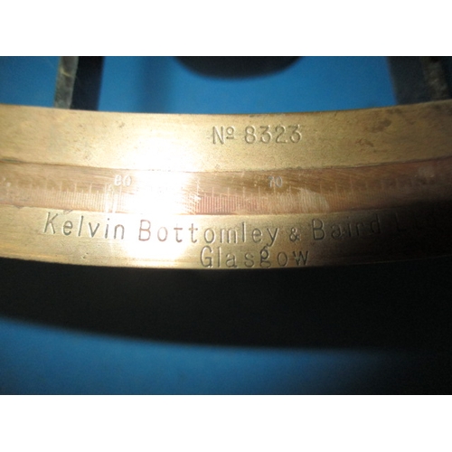 301 - An antique boxed brass sextant no. 8323 Kelvin Bottomley & Baird Ltd, Glasgow, with national physics... 