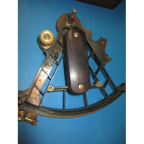 301 - An antique boxed brass sextant no. 8323 Kelvin Bottomley & Baird Ltd, Glasgow, with national physics... 