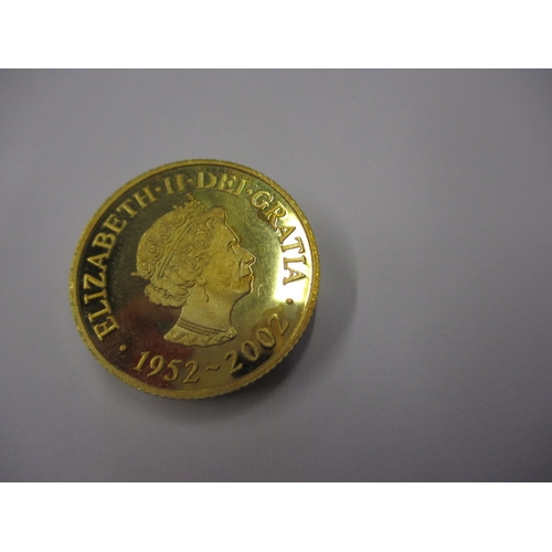 139 - A 2002 gold jubilee collectors coin, in uncirculated condition, approx. weight 7g