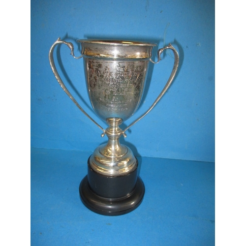 189 - A 1960s Sterling silver golf trophy, approx. silver weight without base and mount 295g approx. heigh... 