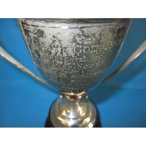 189 - A 1960s Sterling silver golf trophy, approx. silver weight without base and mount 295g approx. heigh... 