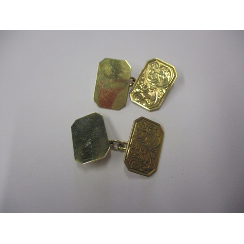 75 - A pair of 9ct yellow gold cufflinks, no initials, in useable pre-owned condition, approx. parcel wei... 