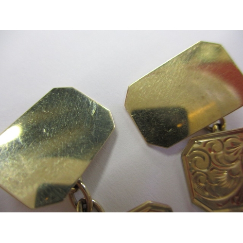 75 - A pair of 9ct yellow gold cufflinks, no initials, in useable pre-owned condition, approx. parcel wei... 