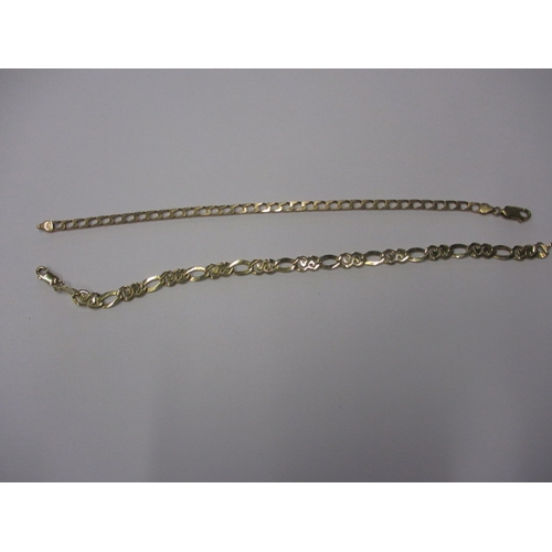 78 - Two 9ct yellow gold bracelets, each approx. 21cm linear length, both in useable pre-owned condition,... 