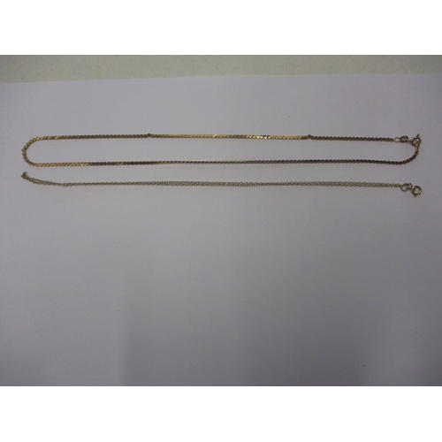 79 - Two 9ct gold necklace chains, each approx. 40cm linear length, both in useable pre-owned condition, ... 