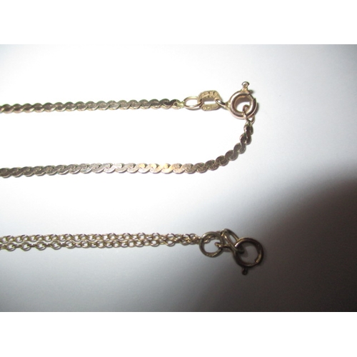 79 - Two 9ct gold necklace chains, each approx. 40cm linear length, both in useable pre-owned condition, ... 