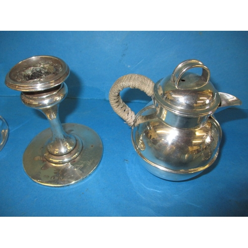 203 - A parcel of silver and white metal items, all in used condition with some denting