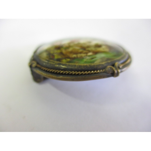 229 - A 19th century hand-painted on mother of pearl brooch depicting a Crimea war scene, in good used con... 