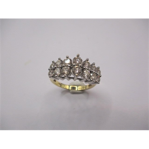 9 - An 18ct yellow gold 2 row diamond half eternity ring, approx. 2ct total diamond weight, approx. ring... 