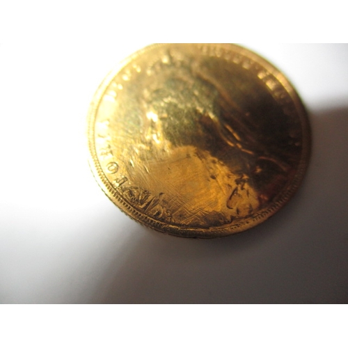 141 - A Victorian gold sovereign dated 1892, a well worn BV grade coin