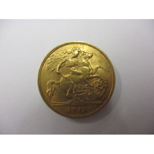 144 - A George V gold half sovereign dated 1911, a circulated coin with fine definition of features