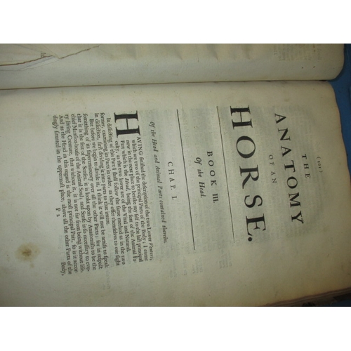 287 - The anatomy of a horse Andrew Snape 1683, a well used book with damages to some pages