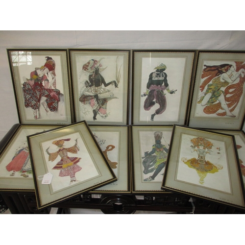 314 - 10 framed book plates from ‘The Decorative Art of Leon Bakst’ dated C1911. One with broken glass.