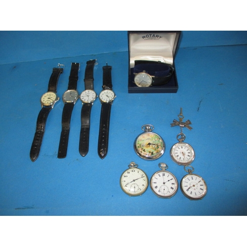 228 - A quantity of vintage pocket and wrist watches to include silver examples and a Smith Jamboree autom... 