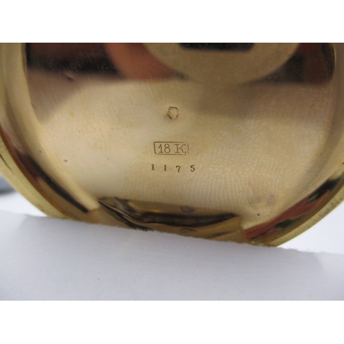 97 - A vintage 18ct gold cased quarter repeating pocket watch, in working order. Recently serviced, with ... 