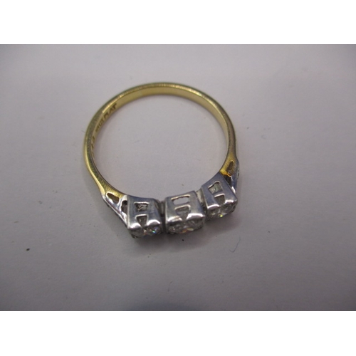 24 - An Art Deco 18ct gold and platinum 3 stone diamond ring, approx. ring size ‘N+’, approx. weight 2.8g... 