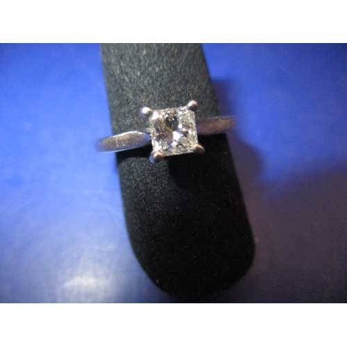 25 - A vintage 950 platinum and diamond solitaire ring, the square cut stone measuring approx. 4.2mm, app... 